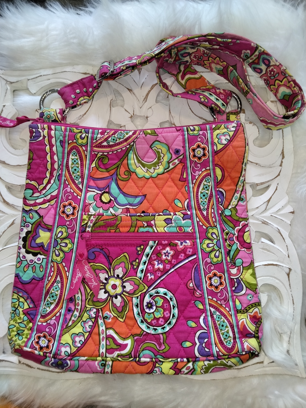 Vera Bradley Pink Paisley Quilted Crossbody Bag